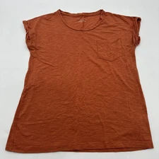 Max Studio Favorite Tee T-shirt Women XS Brown Solid Pocket ..#35440