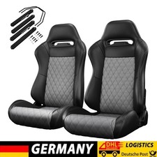 2 Stk Verstell Sportsitz Rennsitz Halbschalensitz + Laufschienen Schwarz Grau