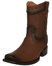 Mens Western Wear Cowboy Boots Leather Brown Zip Up Handmade Square Toe