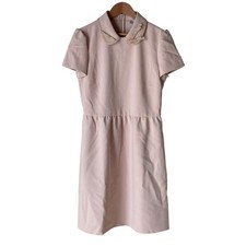 REDValentino Bow Collar Short Sleeve Dress Pink Beige Size 42 Womens Clothing