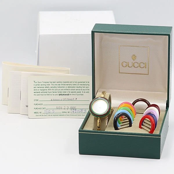 Orologio Gucci ChangeBezel 11 12.2 Bracciale Bianco QZ Donna Ottime Condizioni Boxato