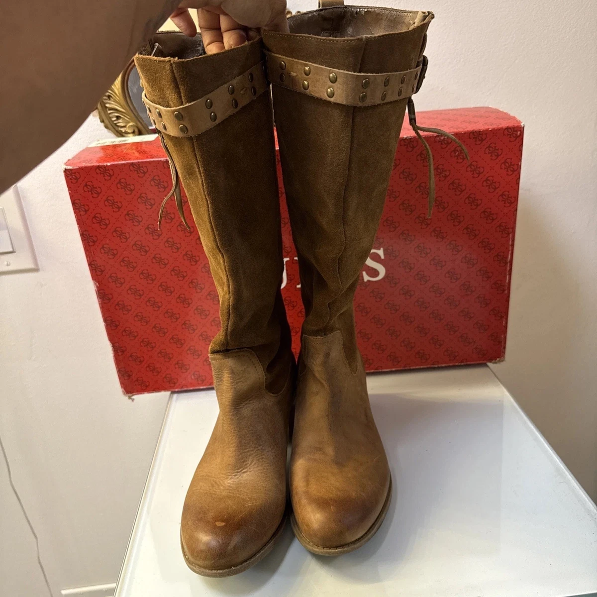 Ariat Tan Nu Buck Leather Lace Up Boots Booties Ankle Boots Winter Rugged 6.5B Gently used Aravon waterproof boots for sale main image 2