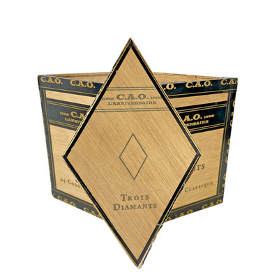 C.A.O. Empty Wooden Cigar Box Diamond w Dividers Anniversary 1968-1998 Diamond