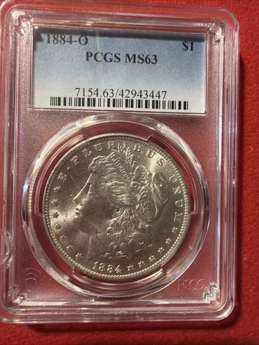1884-O Morgan Silver Dollar New Orleans Mint, PCGS MS63