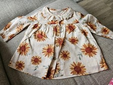 Girls Floral Orange And Cream Blouse By TU, Size 3-6 Months