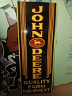 VINTAGE RARE JOHN DEERE PORCELAIN SIGN HUGE 4FT QUALITY FARM TRACTOR EQUIPMENT