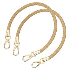 2Pcs 50cm Short Leather PU Braided Purse Replacement Apricot, Gold 