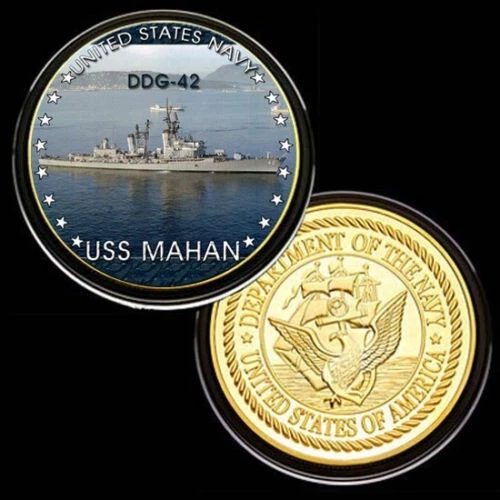 U.S. United States Navy | USS Mahan DDG-42 | Military Gold Plated Challenge Coin