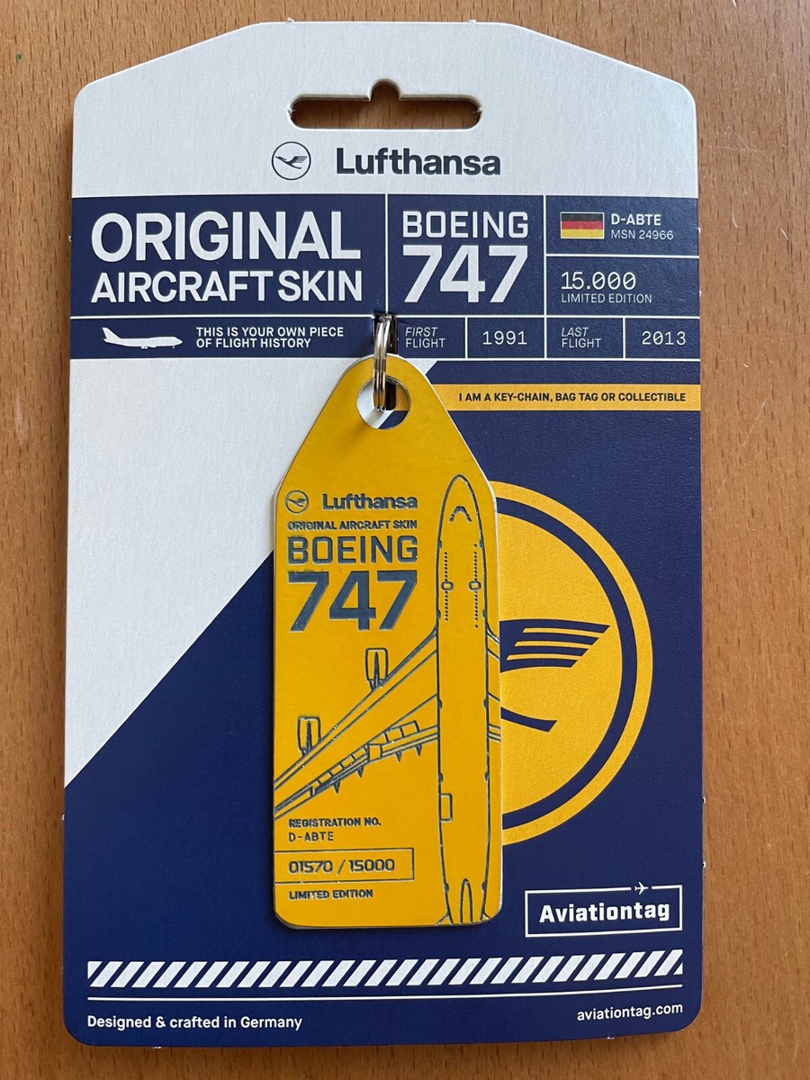 ルフトハンザドイツ航空 Aviationtag イエロー Lufthansa Schlüsselanhänger aus echten Material – Aviationtag