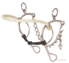 Snaffle Bit - Rope Noseband - Combination Gag Bit - Stainless Steel - 5" mouth