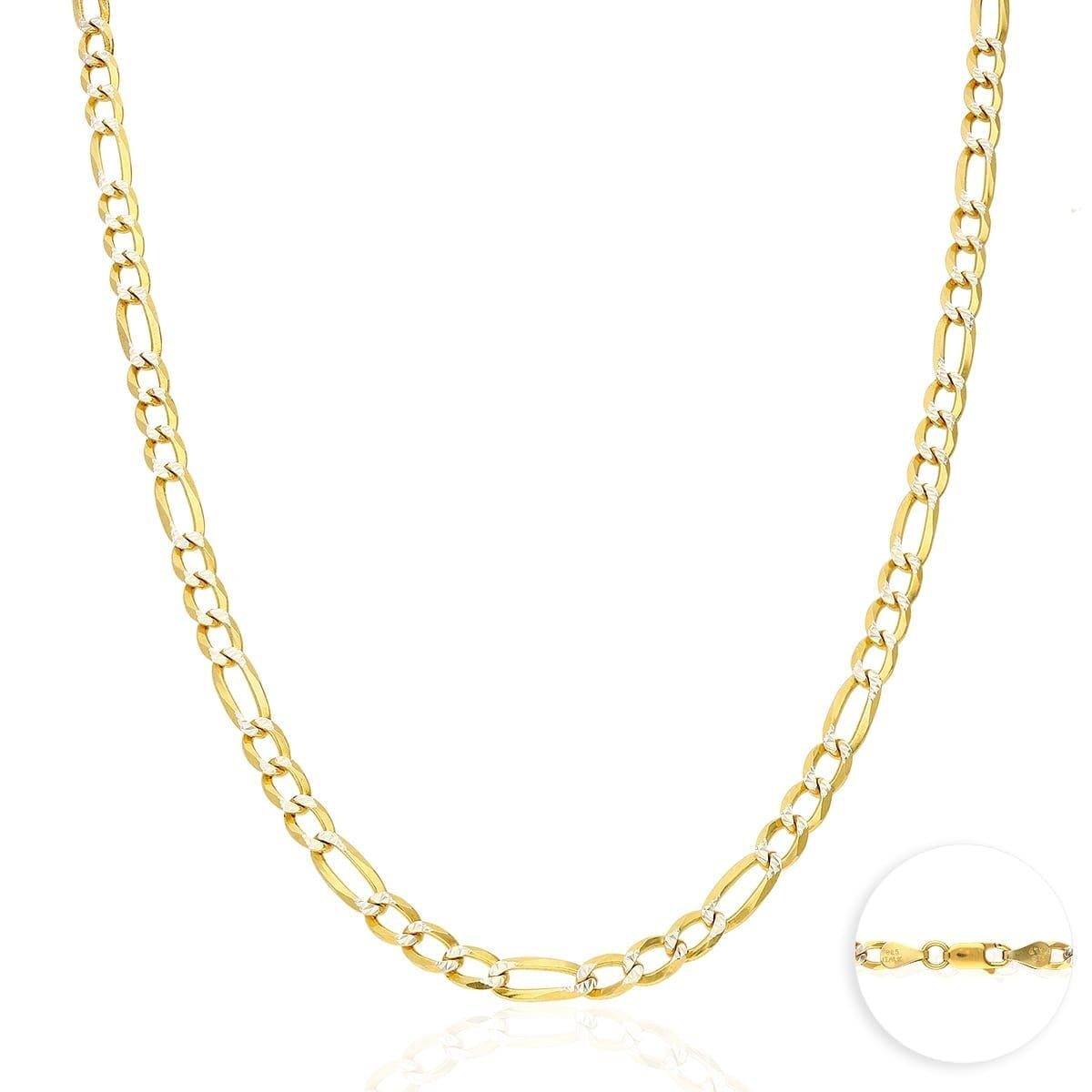 アクセサリー 14K Gold Figaro Chain BELIEVER JEWELRY 14k Gold Over Silver 4.8mm Diamond Cut Pave Figaro Chain