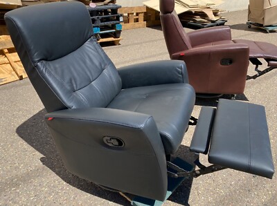 Fjords Oslo Swing Swivel Relaxer Manual Recliner Chair Black Nordic Leather LRG