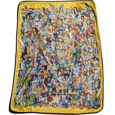 The Simpsons TV Show Characters Lineup Fleece Throw Blanket Black