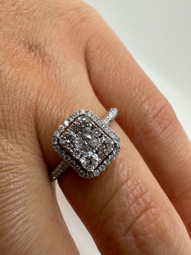 9CT YELLOW GOLD ILLUSION SET SQUARE ENGAGEMENT RING 0.80CT DIAMOND GG461 - Picture 16 of 23