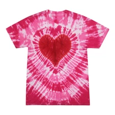 Pink Heart Tie Dye T-Shirts Adult & Kids Sizes Cotton Colortone