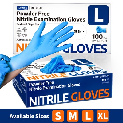 Medical Nitrile Exam Gloves Blue Powder-Free Food-Safe Cleaning Disposable Glove