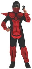 Red Ninja Warrior Martial Arts Black Fancy Dress Up Halloween Child Costume