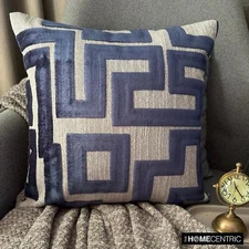 Blue Throw Pillow Cover Velvet Pillowcase Geometric cushion cover- Midnight Maze