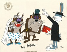 Warner Brothers-Taz Wedding Limited Edition Cel Signed By Friz Freleng