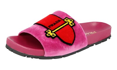 AUTH LUXURY PRADA SLIPPERS SANDALS SHOES 1XX388 PINK VELVET NEW | eBay