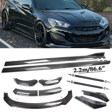 Carbon Fiber Front Bumper Lip Spoiler & Side Skirt For Hyundai Genesis Coupe