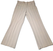 MADE IN USA Women's Vintage Y2K Dress Pants Ivory Pin Stripe Wide Leg Low Rise