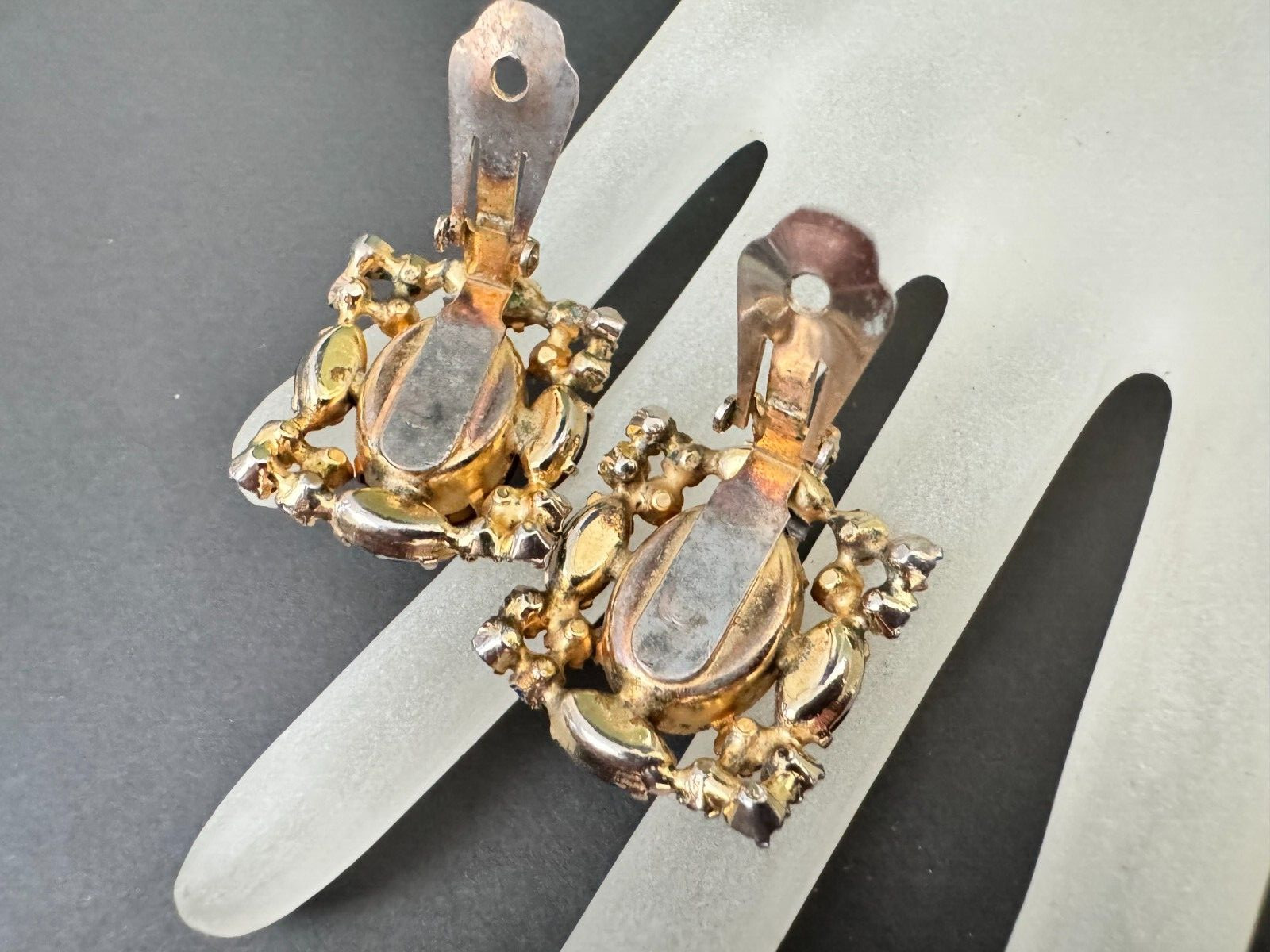 VTG Unsigned Hobe Ruby Red Blue Navette Cabochon … - image 5