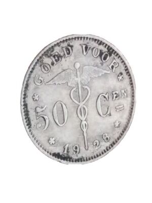 BELGIUM 50 CENTIMES KM# 88 1928 50 Ces DUTCH TEXT Goed Voor Albert I Kayihan -2