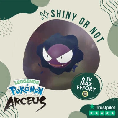 SHINY LIVING DEX Gastly Shiny ✨ Legends Pokémon Arceus 6 IV Max Effort Custom OT Leggende