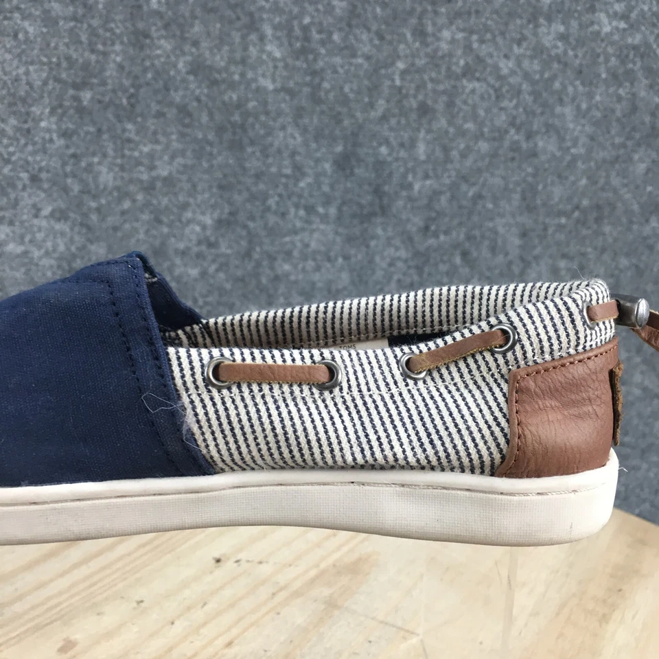 TOMS Zapatos Jóvenes 2 Niños Bimini Informales Sin Cordones Rayas Mocasines Planos Tela Azul Foto 4 de 4