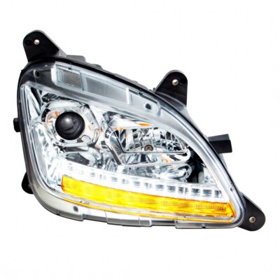 Chrome Projection Headlight w/ LED Sequential Turn/DRL for Peterbilt - Passenger