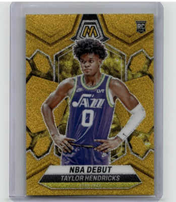 2023-24 Mosaic Basketball Taylor Hendricks #261 Debut RC Gold Glitter /5