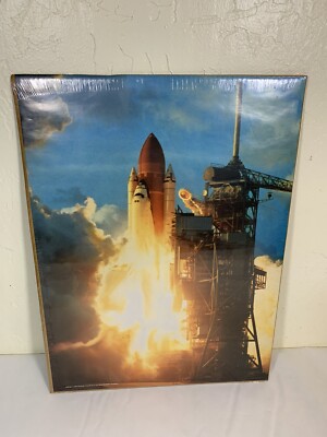 1992 Rocket and Challenger Space Shuttle Launch Poster 20.5 x 15.5'' Sealed, NASA