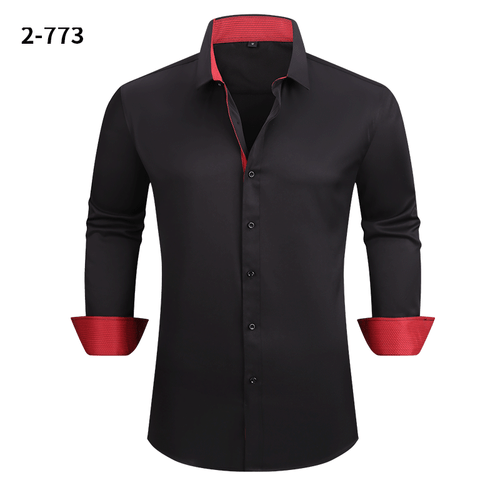New Men's Elastic Dress Shirts Formal Business Long Sleeves Casual Shirts Tops - Picture 9 of 28