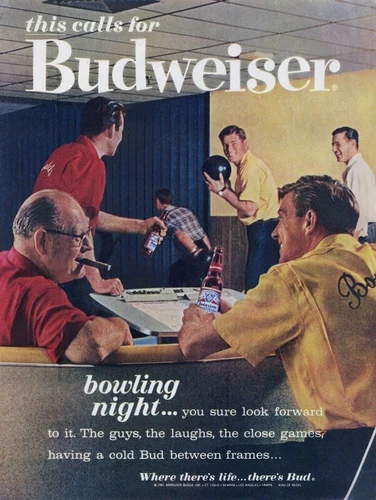 Budweiser Beer Bowling Night Theme New Metal Sign: 9x12" Free Shipping