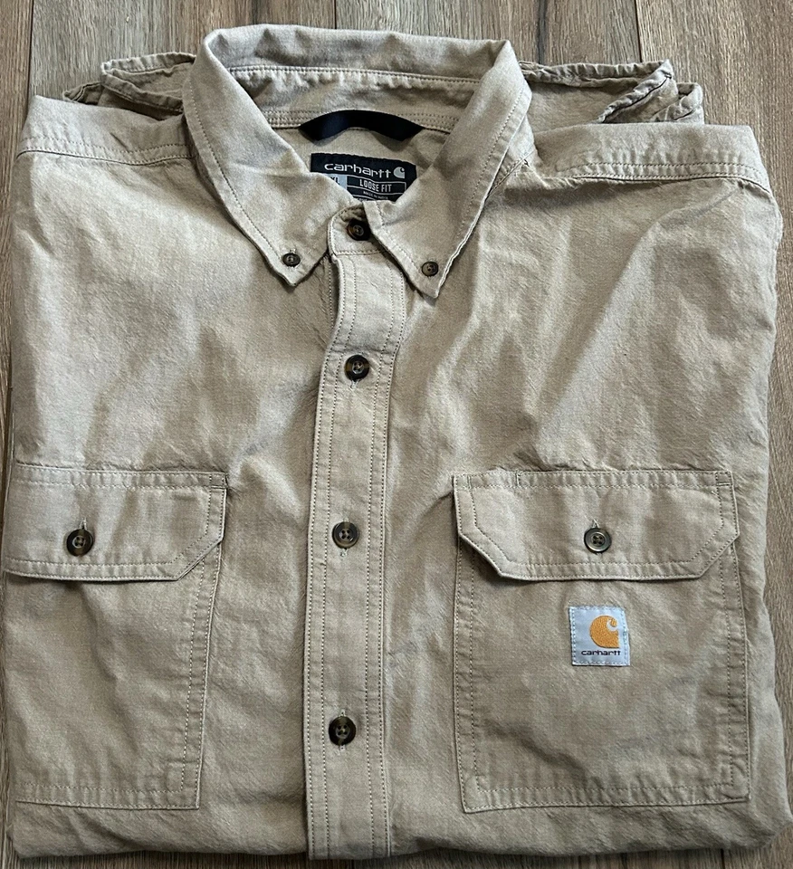 Paquete de Camisa de Trabajo Carhart Gris Oscuro Manga Larga y Beige Manga Corta Ambos XL Foto 4 de 4