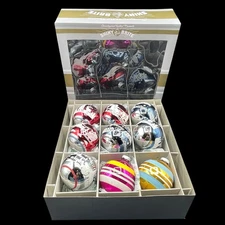 Mixed Box 2 Pc VTG Stripped Shiny Brites, 7 Pc 2016 Radko Felted  Shiny Brites