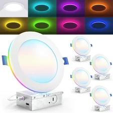 Sunco 4 Pack 6 Inch Smart Ultra Thin LED Recessed Ceiling Lights with Night L...