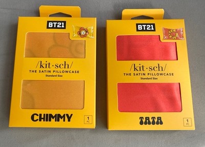 Kitsch BT21 CHIMMY TATA Satin Pillowcases Set Standard Size Red And Yellow