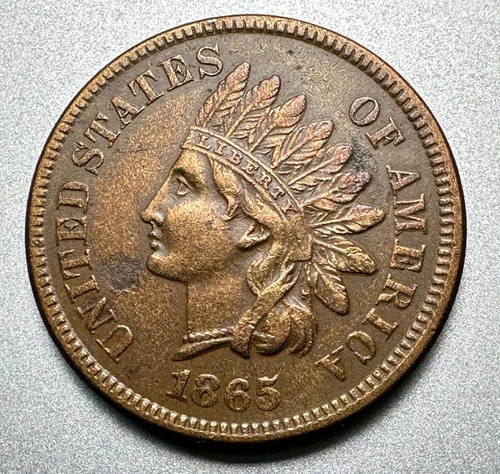 1865  FANCY 5  INDIAN CENT  AU DETAILS  #1907