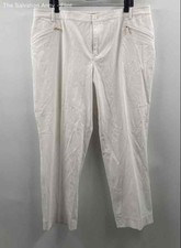 Lauren Ralph Lauren Womens White Cotton Blend Pockets Trouser Pants Size 18W