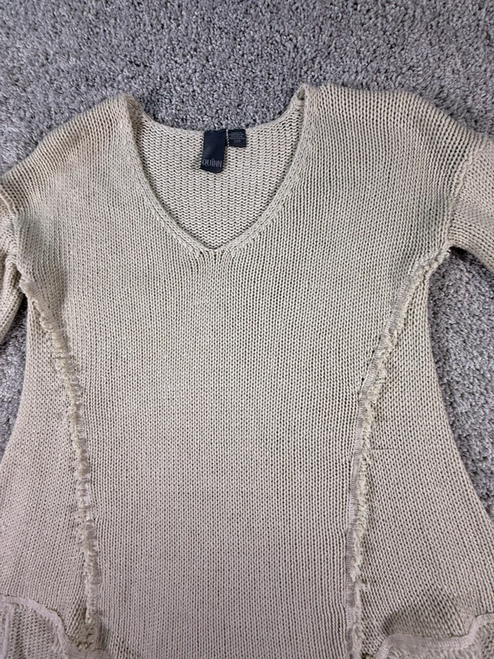 Suéter para mujer Quinn talla pequeña beige con flecos Foto 4 de 4