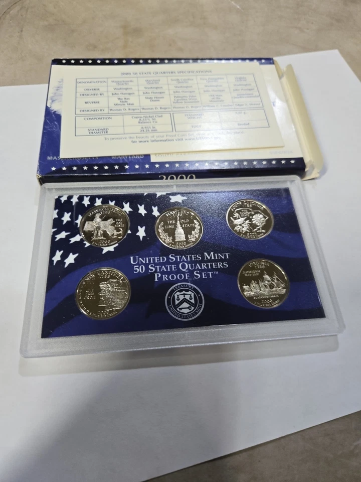 2000 San Francisco Clad PROOF State Quarters Set -Cameo -5 Coins! Free Shipping! - Image 4 of 4