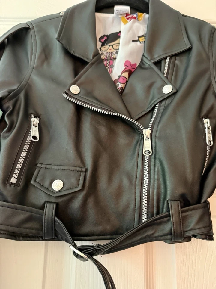 NWOT Girl’s HERAJUKU MINI For  Target Black Cropped Moto Jacket XL 14/16 - Image 2 of 4
