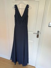 Navy blue chiffon bridesmaid dress - wed2be - altered to fit 5 ft 5 with heels