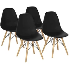 Dining chairs set of 4 black, pre assembled mid century modern dining 