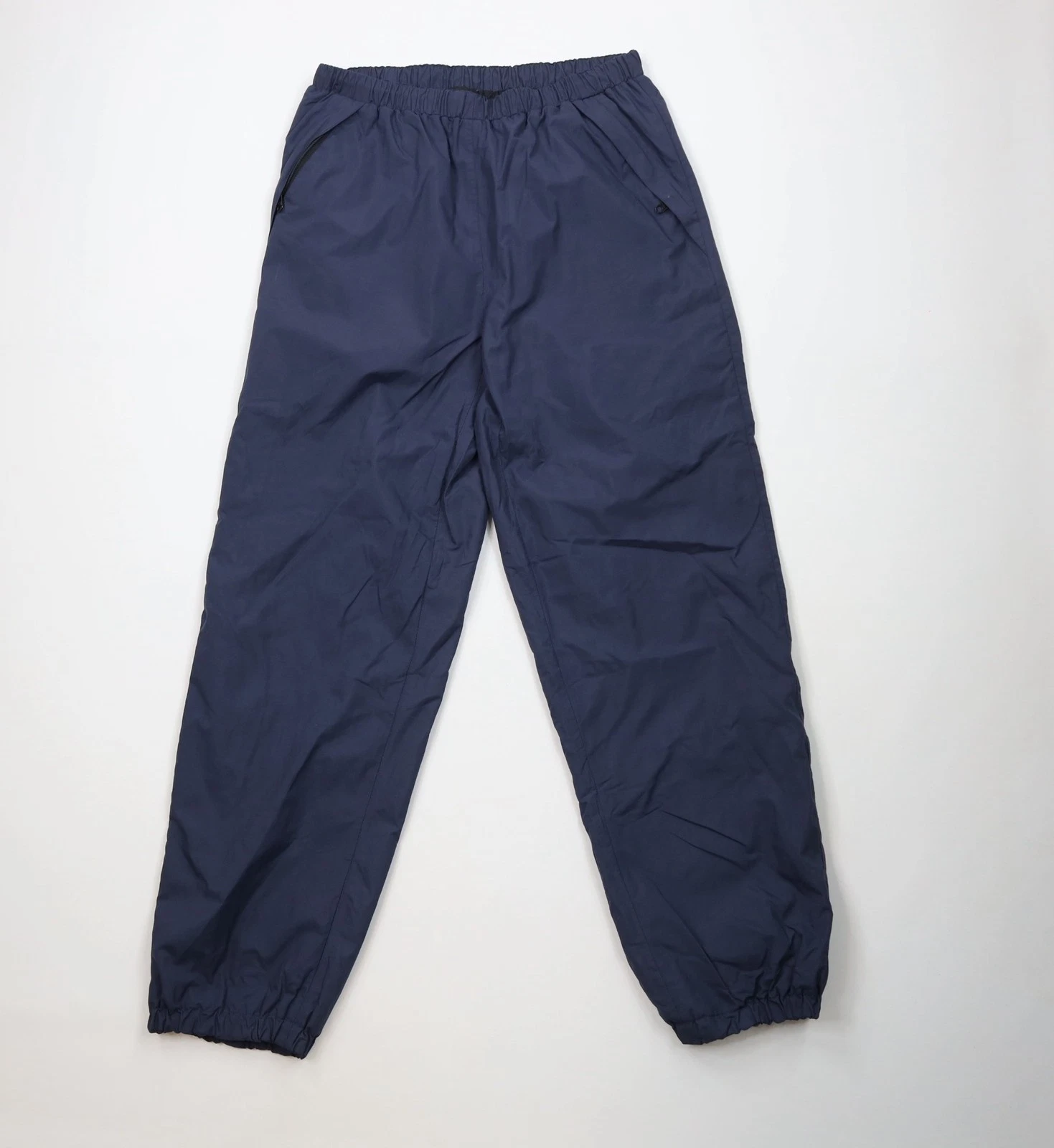 Vintage 90s Streetwear Mens Medium Blank Waterproof Rain Joggers Pants Blue