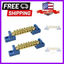 2pcs Terminal Bus Bar 8 Positions Terminal Block Brass Wire Screw Terminal Gr...