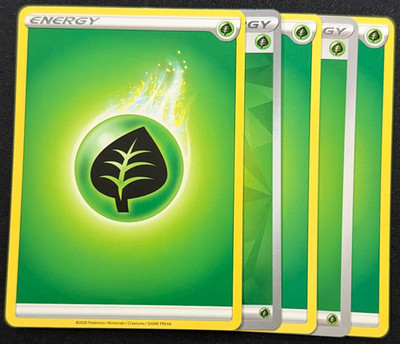 Assorted Pack of 5 Basic Grass Energy  - Pokemon TCG - English - LP - NM