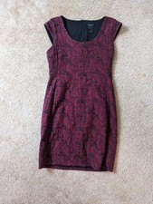 Ann Taylor Black And Burgundy Floral Sleeveless Dress Size 4